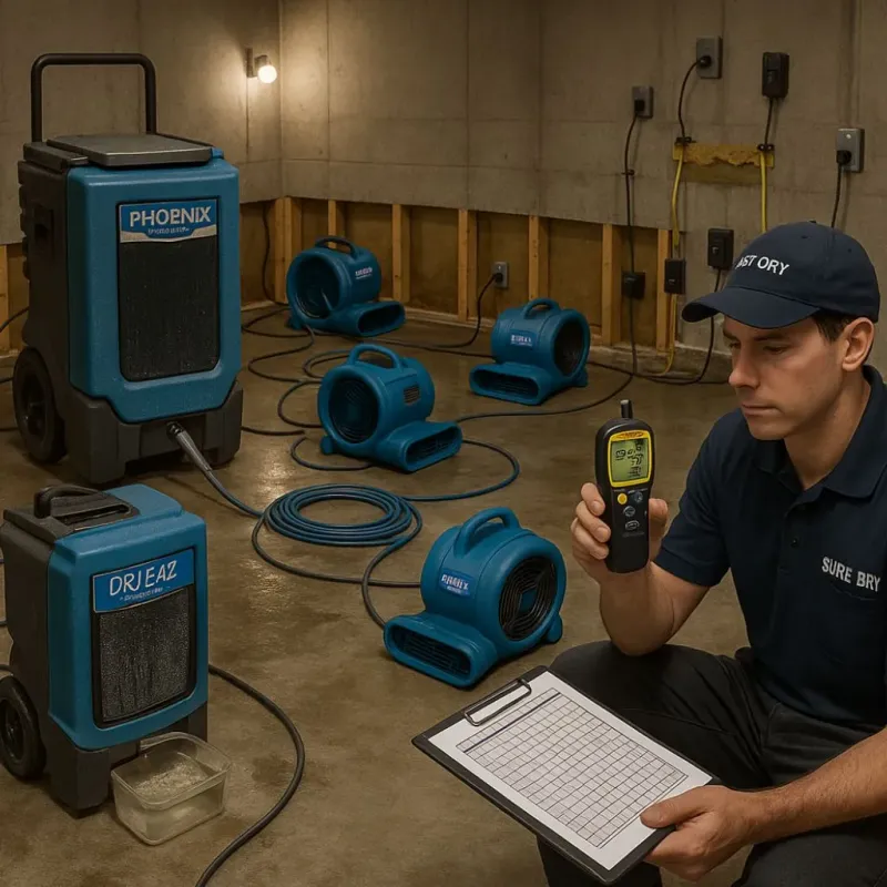 Structural Drying and Dehumidification process in Picayune, MS